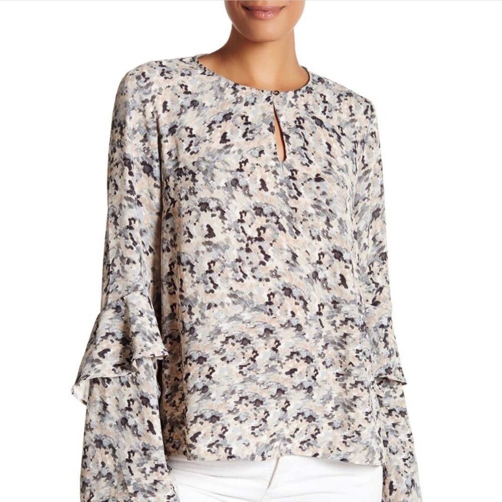 Harlowe & Graham Womens Small Ruffle Sleeve Popover Blouse